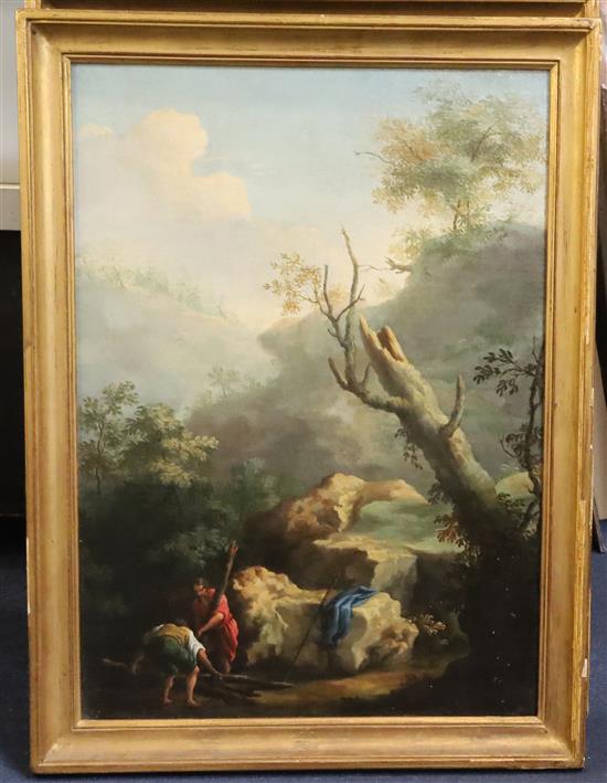 18th century Neapolitan School Idyllic mountain landscapes 21.5 x 15.25in.